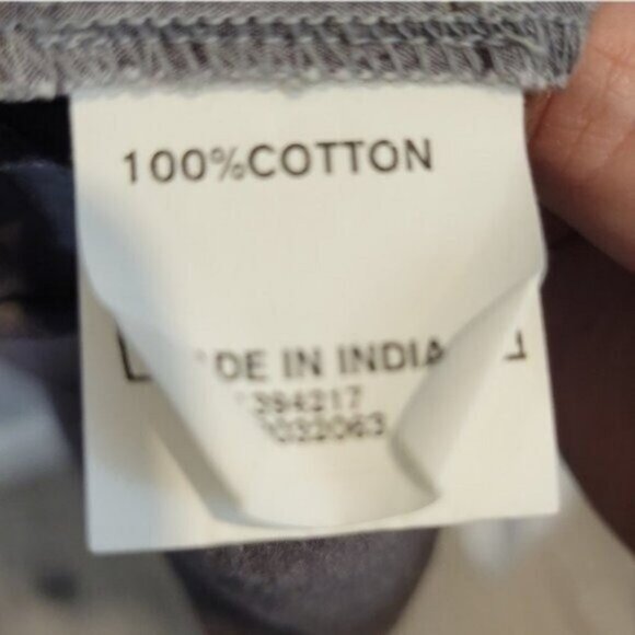 eShakti | Floral Embroidered Midi Half Sleeve V Neck Cotton Dress Gray - Picture 4 of 10